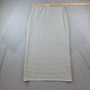 Grey and White Striped Knit Maxi Skirt Womens Size Large Column Skirt